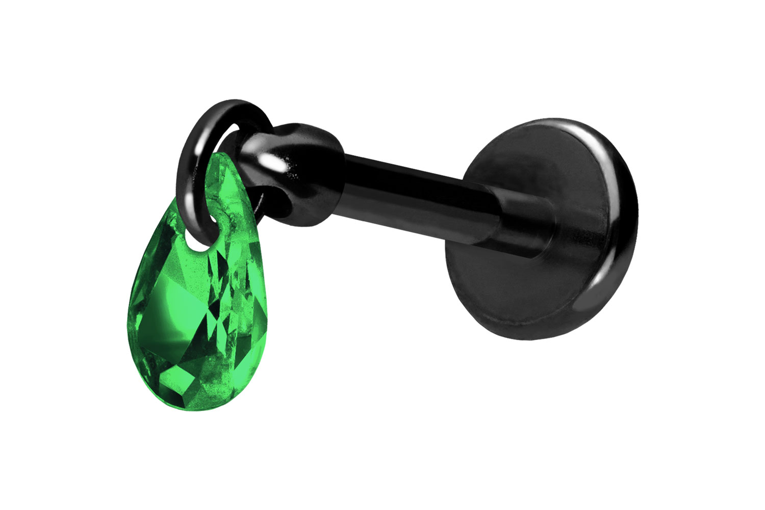 Titan Labret Piercing mit Push Fit KRISTALLTROPFEN